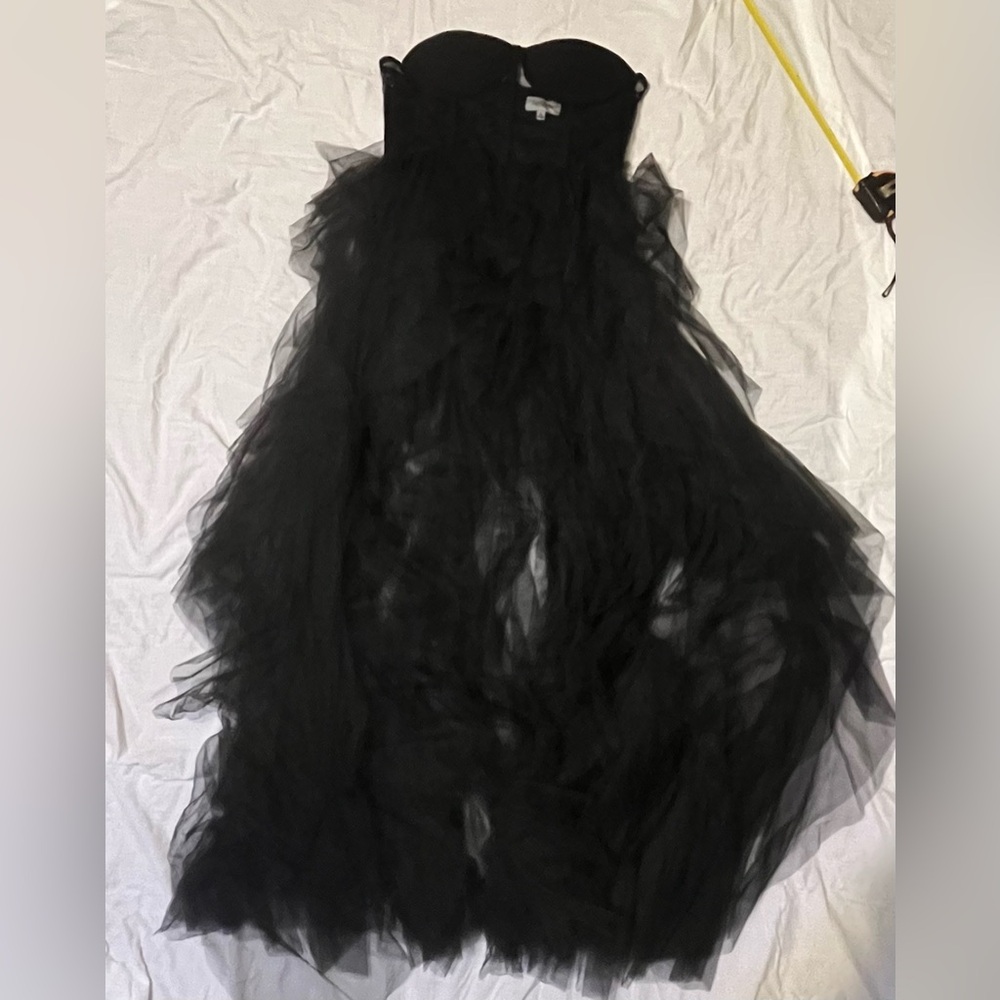 Elegant Black Tulle Evening Gown